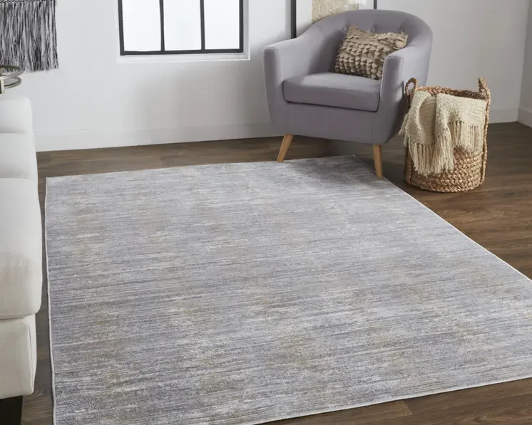 12' X 15' Taupe Silver And Tan Abstract Power Loom Area Rug