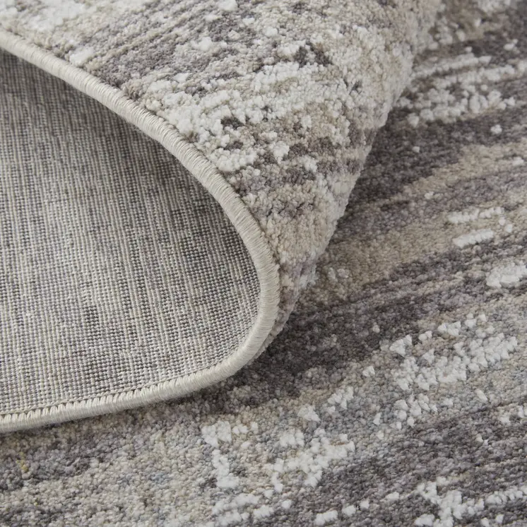 2' X 3' Tan Taupe And Gray Abstract Power Loom Distressed Stain Resistant Area Rug