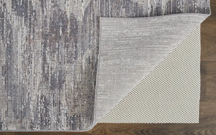 8' X 10' Taupe Tan and Orange Abstract Power Loom Distressed Area Rug