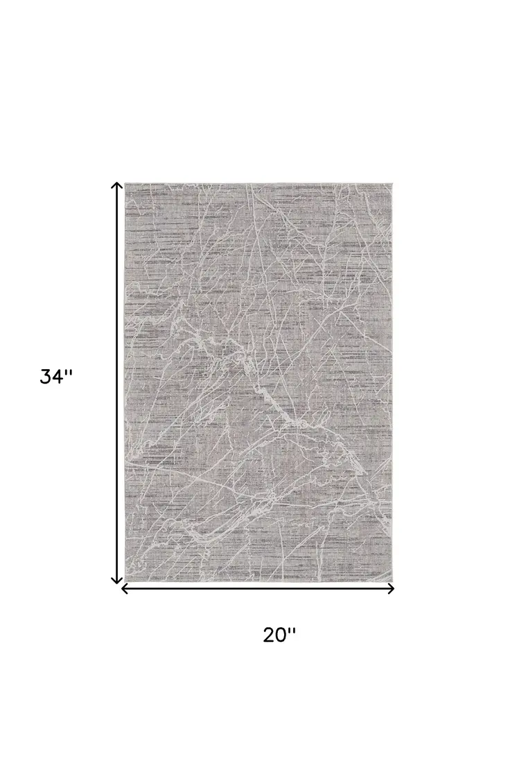 2' X 3' Taupe And Gray Abstract Power Loom Distressed Stain Resistant Area Rug