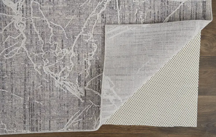 2' X 3' Taupe And Gray Abstract Power Loom Distressed Stain Resistant Area Rug