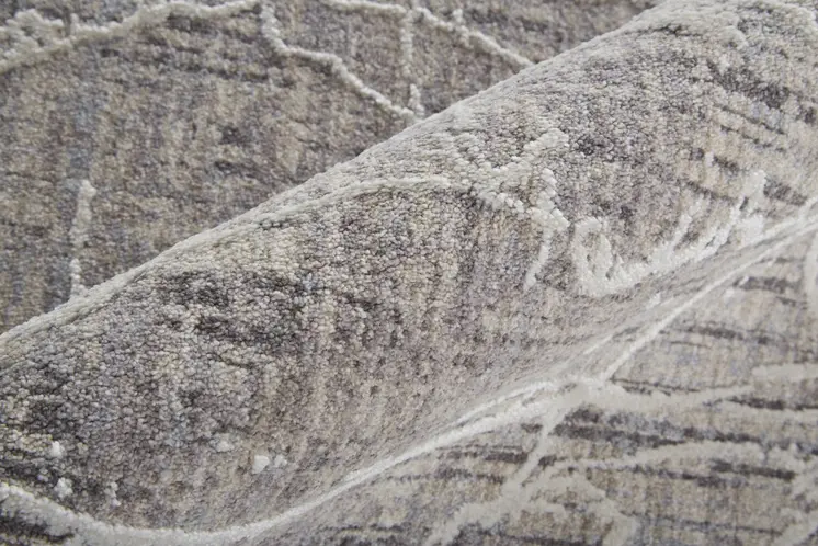 2' X 3' Taupe And Gray Abstract Power Loom Distressed Stain Resistant Area Rug