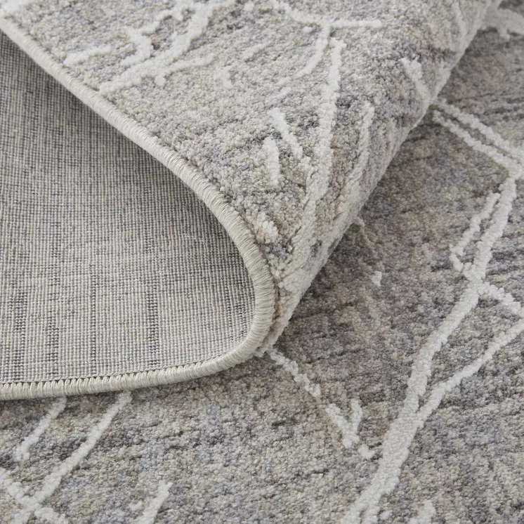 2' X 3' Taupe And Gray Abstract Power Loom Distressed Stain Resistant Area Rug