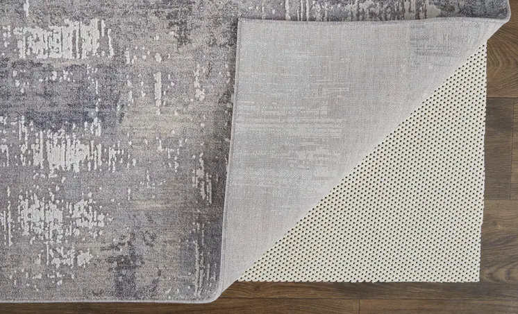 8' X 10' Tan and Blue Abstract Power Loom Distressed Area Rug