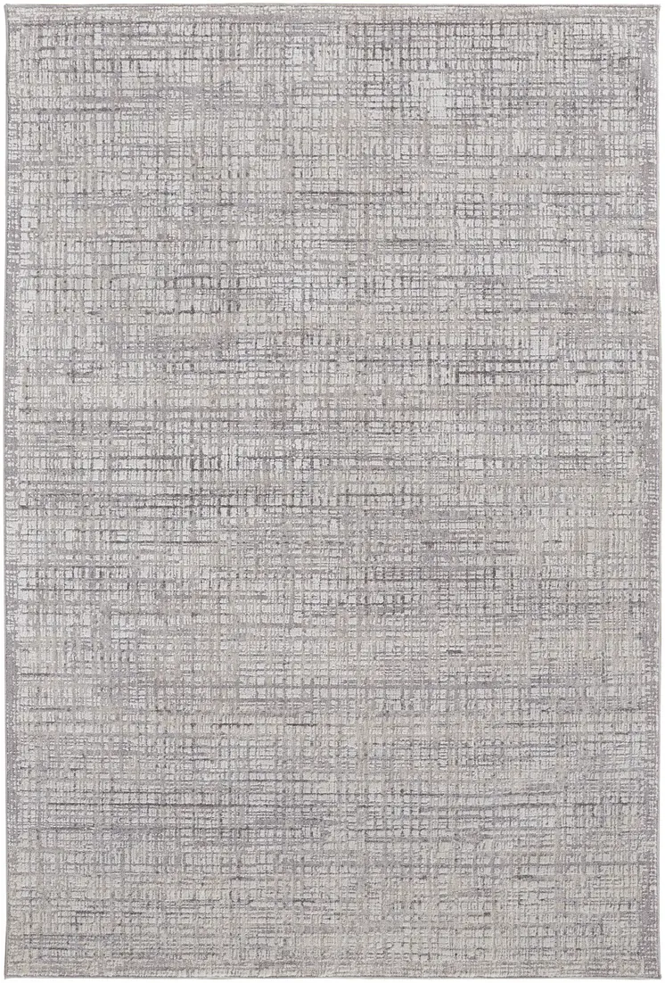 8' X 10' Taupe and Ivory Plaid Power Loom Distressed Area Rug