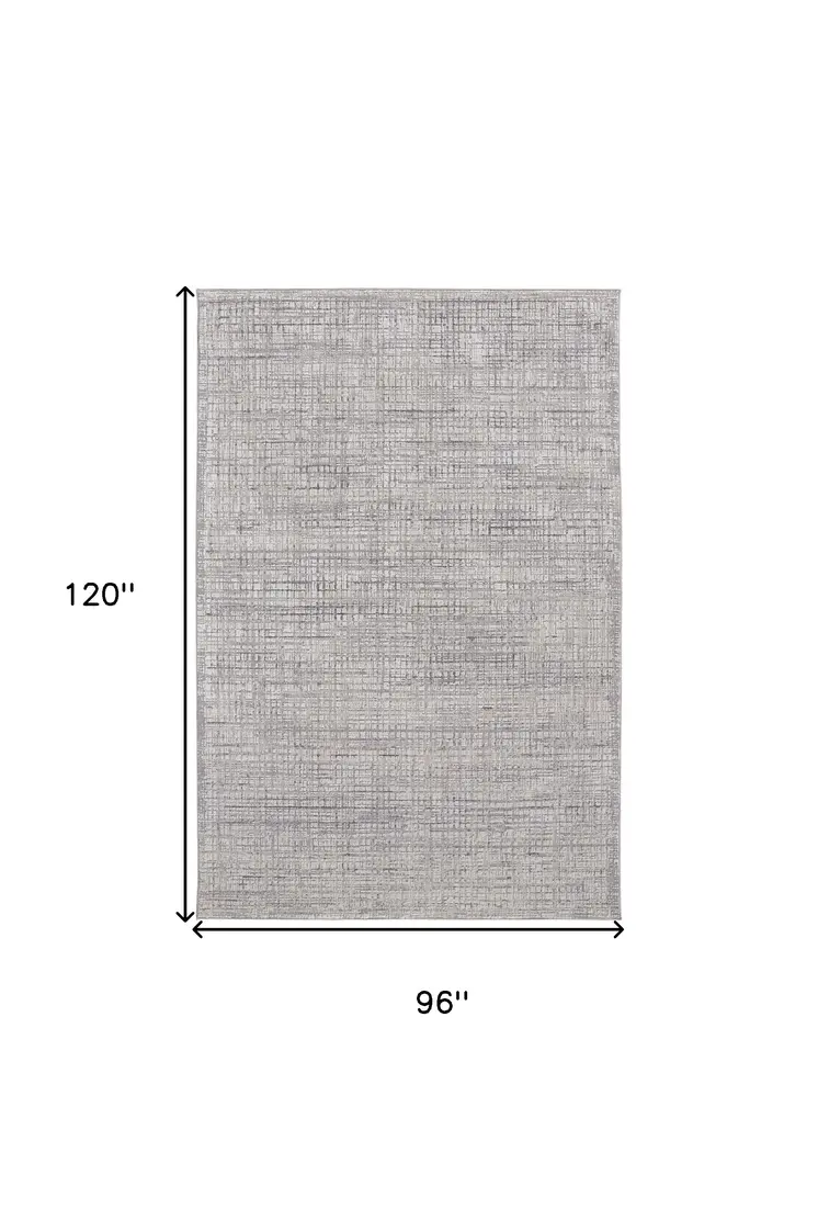 8' X 10' Taupe and Ivory Plaid Power Loom Distressed Area Rug
