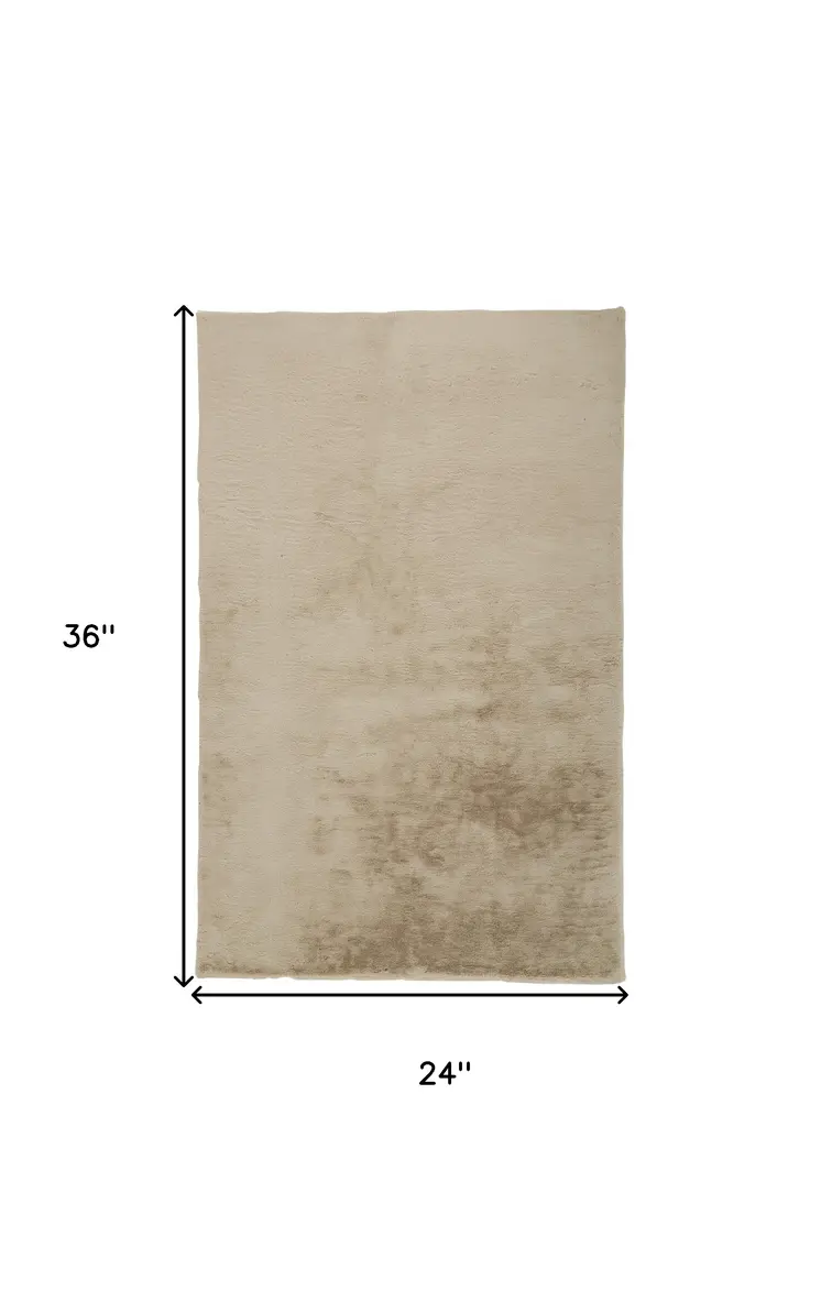 2' X 3' Tan Shag Area Rug
