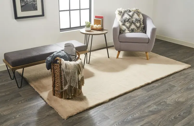 2' X 3' Tan Shag Area Rug