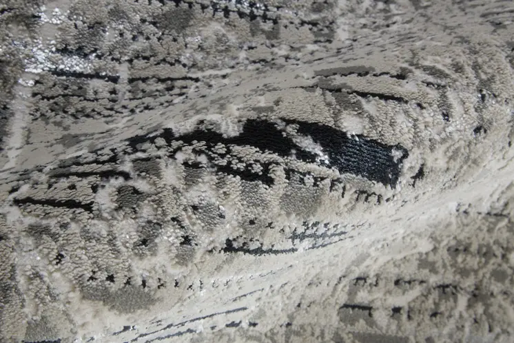 8' X 10' Gray and Ivory Floral Power Loom Distressed Non Skid Area Rug