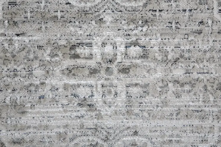 8' X 10' Gray and Ivory Floral Power Loom Distressed Non Skid Area Rug