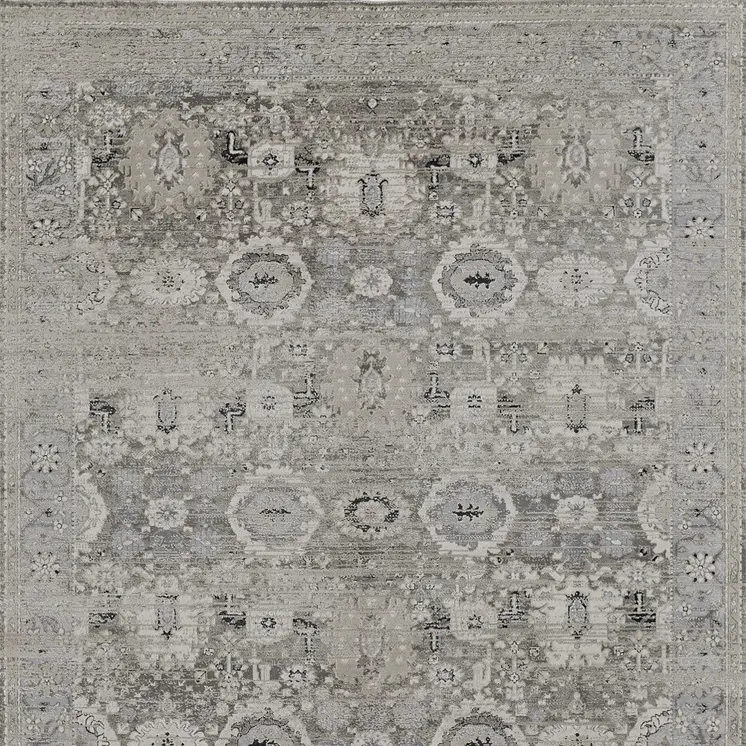 5' X 8' Gray And Silver Abstract Power Loom Distressed Area Rug