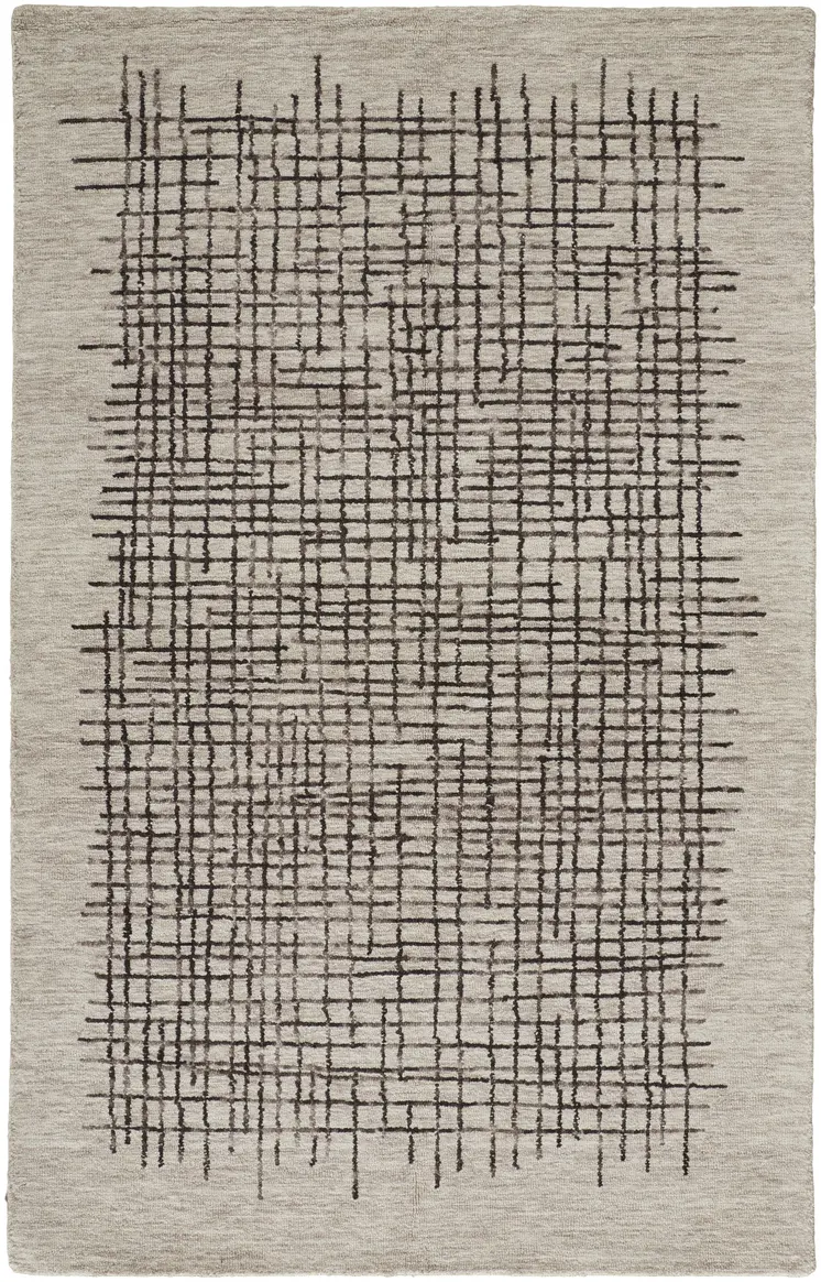12' X 15' Tan And Brown Wool Plaid Tufted Handmade Area Rug