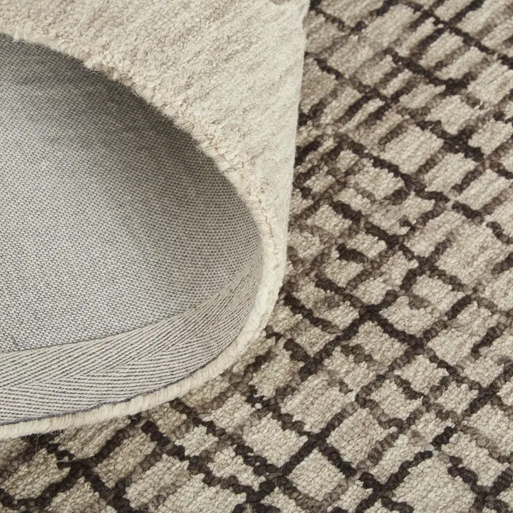 12' X 15' Tan And Brown Wool Plaid Tufted Handmade Area Rug
