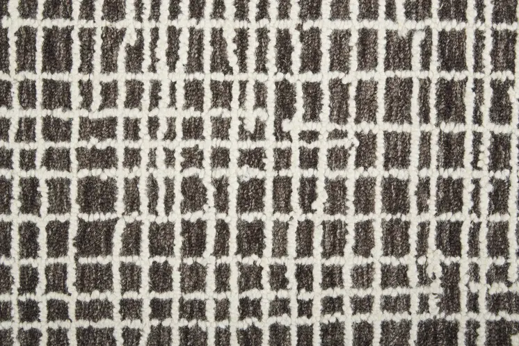 5' X 8' Brown And Ivory Wool Plaid Tufted Handmade Stain Resistant Area Rug