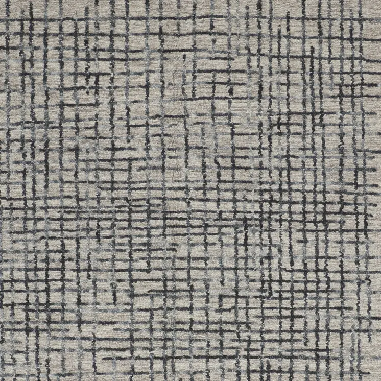 4' X 6' Gray Black And Tan Wool Crosshatch Hand Tufted Area Rug