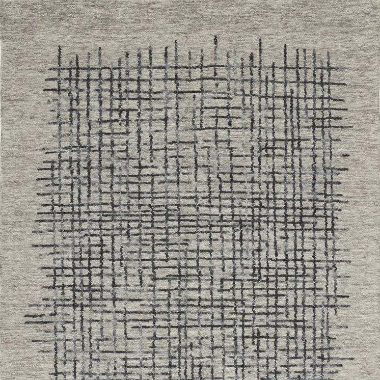 4' X 6' Gray Black And Tan Wool Crosshatch Hand Tufted Area Rug