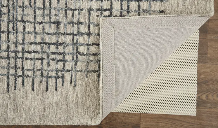 9' X 12' Gray Black And Tan Wool Plaid Tufted Handmade Stain Resistant Area Rug