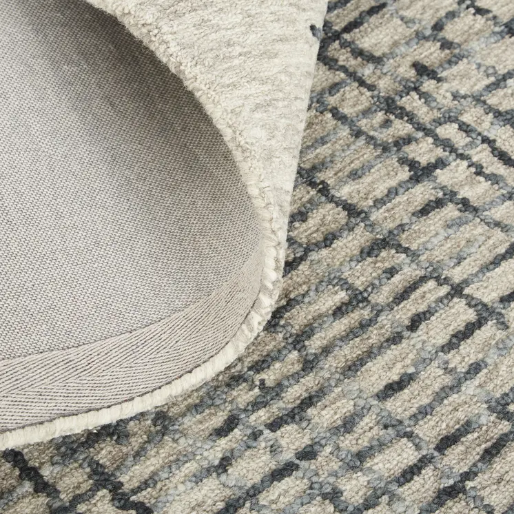 10' X 14' Gray Black And Tan Wool Plaid Tufted Handmade Stain Resistant Area Rug