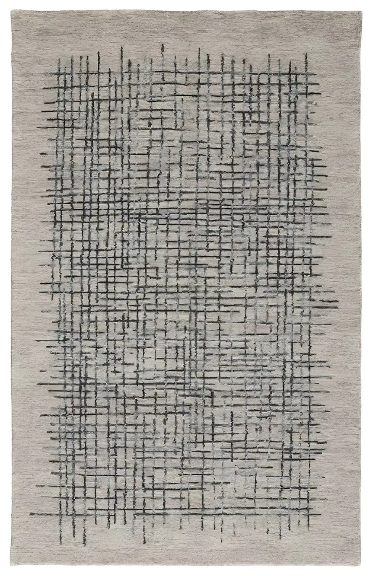 12' X 15' Gray Black And Tan Wool Plaid Tufted Handmade Area Rug