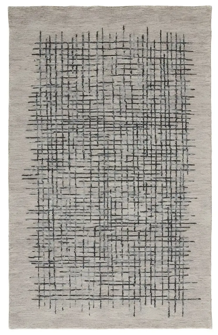 12' X 15' Gray Black And Tan Wool Plaid Tufted Handmade Area Rug