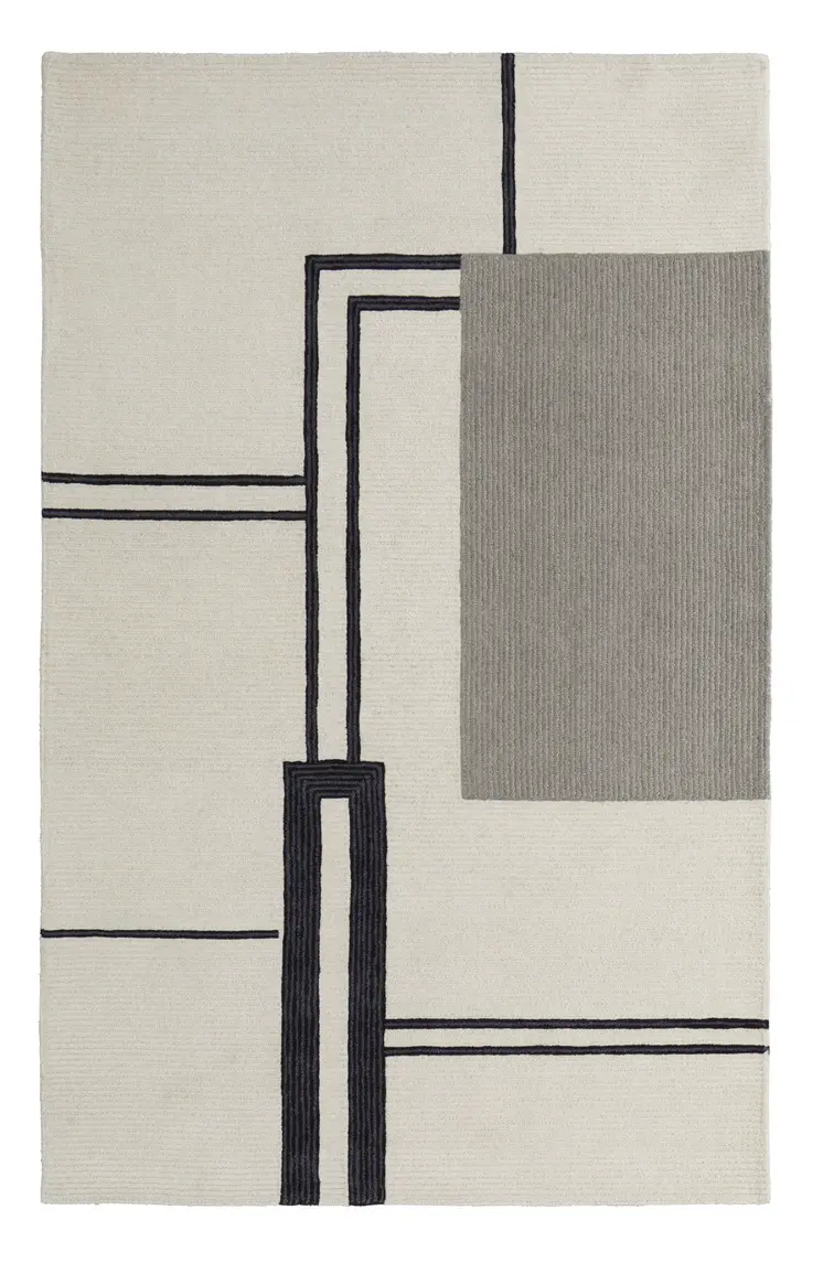 4' X 6' Gray and Ivory Wool Abstract Geometric Hand Tufted Area Rug