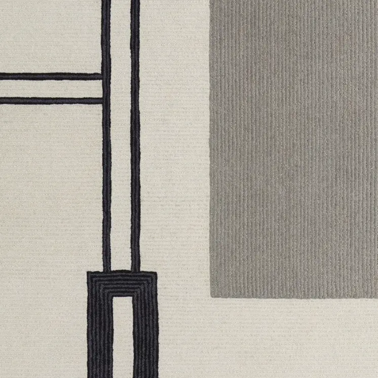 4' X 6' Gray and Ivory Wool Abstract Geometric Hand Tufted Area Rug