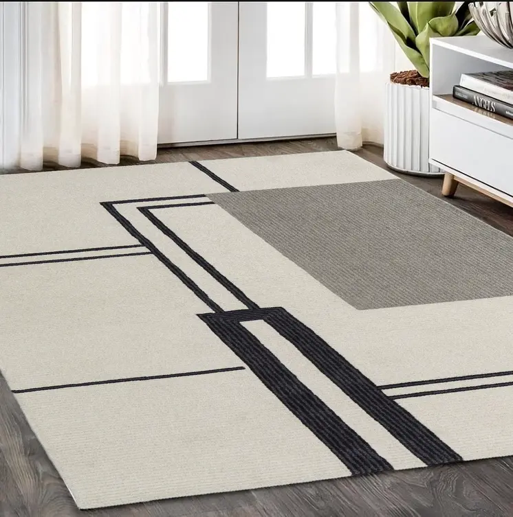 5' X 8' Gray and Ivory Wool Abstract Geometric Hand Tufted Area Rug