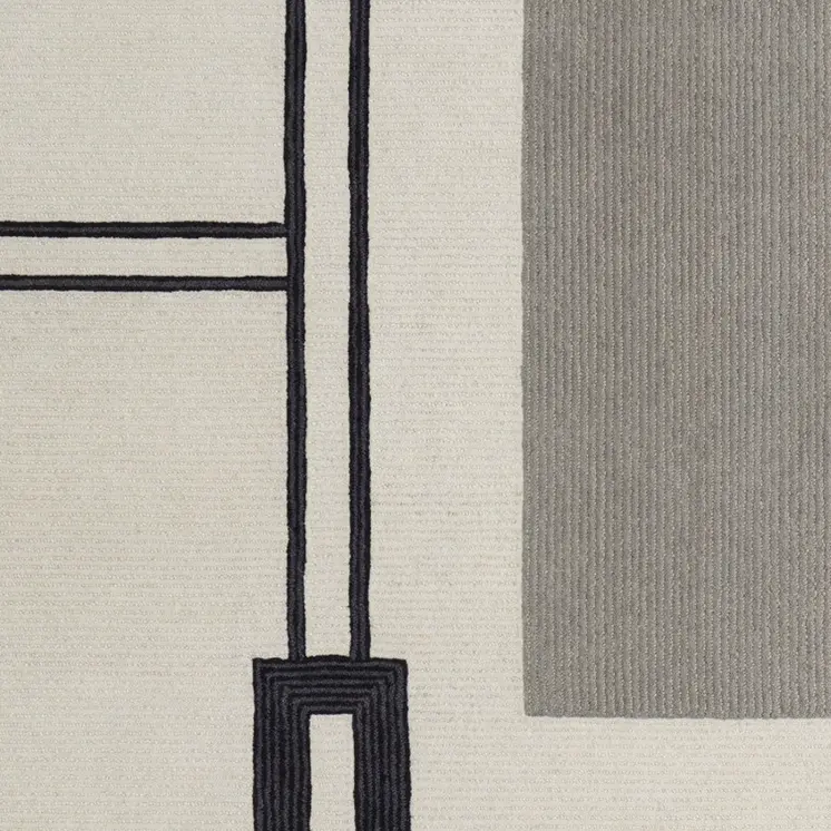5' X 8' Gray and Ivory Wool Abstract Geometric Hand Tufted Area Rug