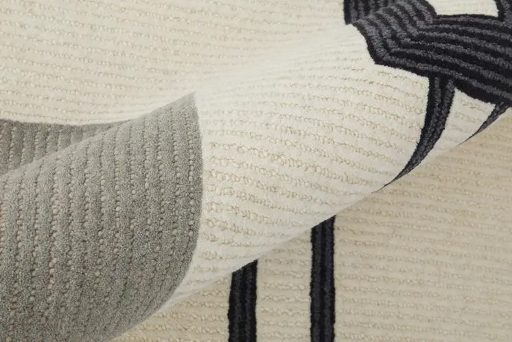 2' X 3' Gray and Ivory Wool Abstract Geometric Hand Tufted Area Rug