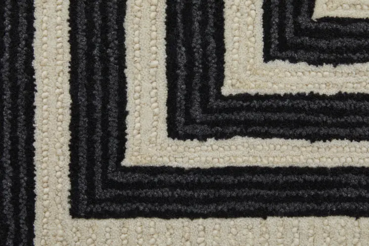 9' X 12' Gray and Black Wool Abstract Hand Tufted Area Rug