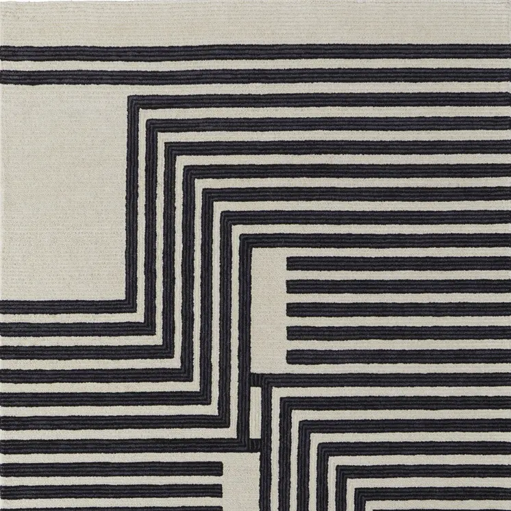 10' X 14' Gray and Black Wool Abstract Hand Tufted Area Rug