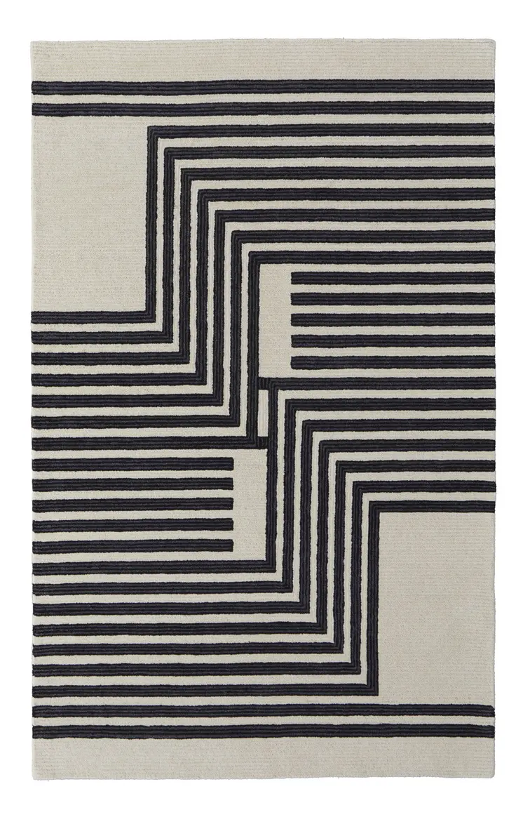 10' X 14' Gray and Black Wool Abstract Hand Tufted Area Rug