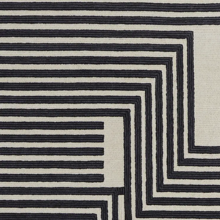 2' X 3' Black and Ivory Abstract Geometric Hand Tufted Area Rug