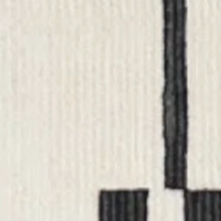 2' X 3' Ivory and Black Wool Abstract Hand Tufted Area Rug