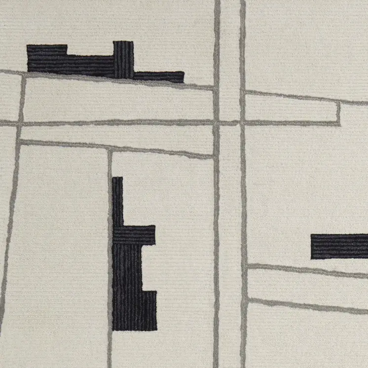 5' X 8' Gray and Ivory Wool Abstract Hand Tufted Area Rug
