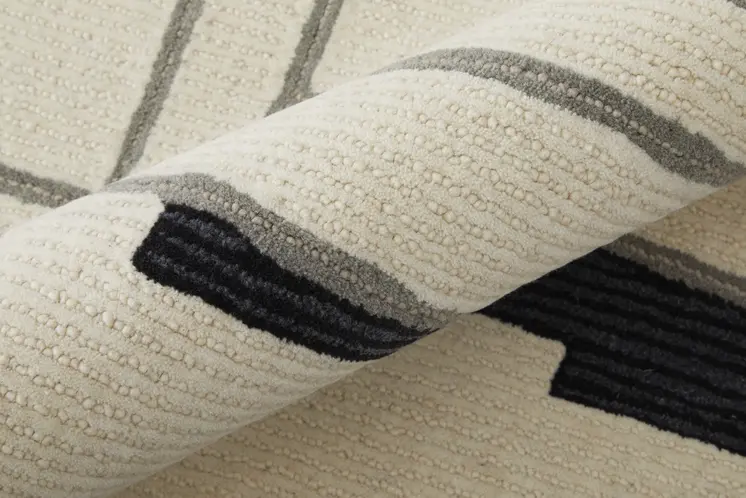 8' X 10' Gray and Ivory Wool Abstract Hand Tufted Area Rug