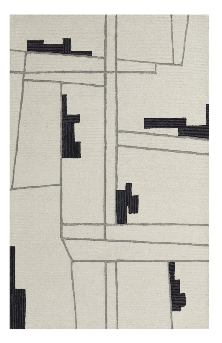 12' X 15' Gray and Ivory Wool Abstract Hand Tufted Area Rug