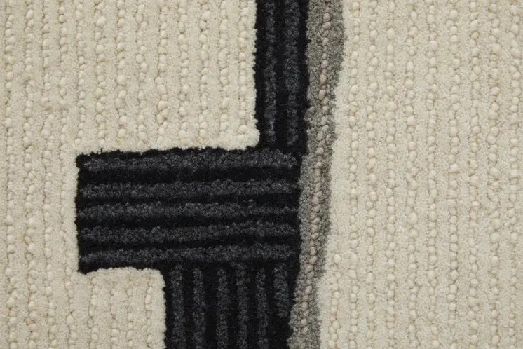 2' X 3' Gray and Ivory Wool Abstract Hand Tufted Area Rug