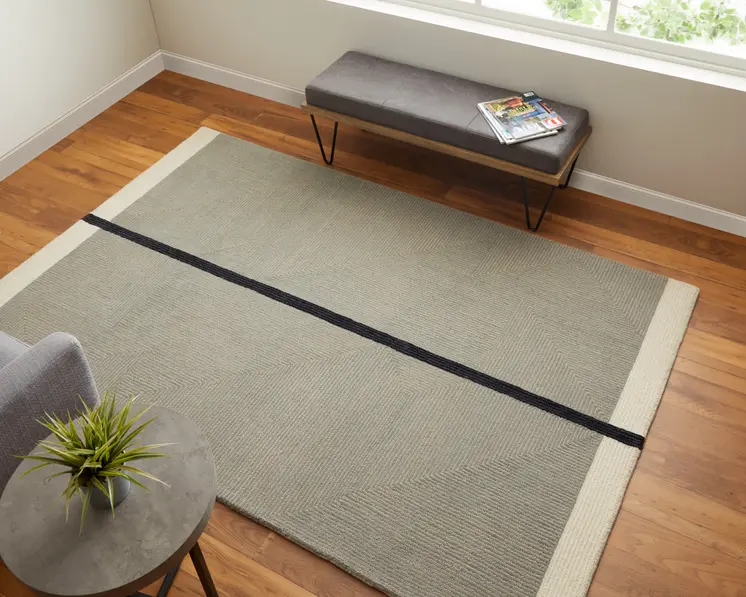 4' X 6' Black and Gray Wool Abstract Geometric Hand Tufted Area Rug