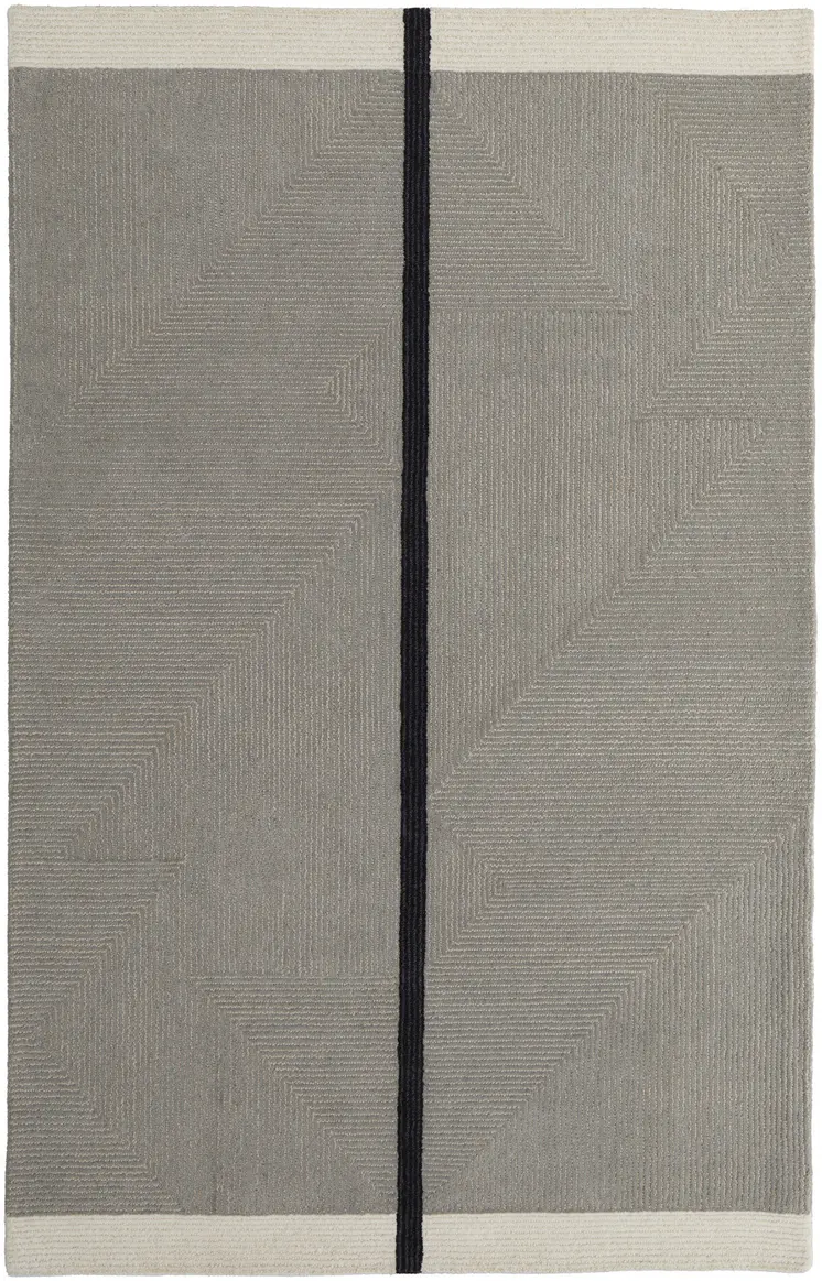5' X 8' Brown and Black Abstract Geometric Hand Tufted Area Rug
