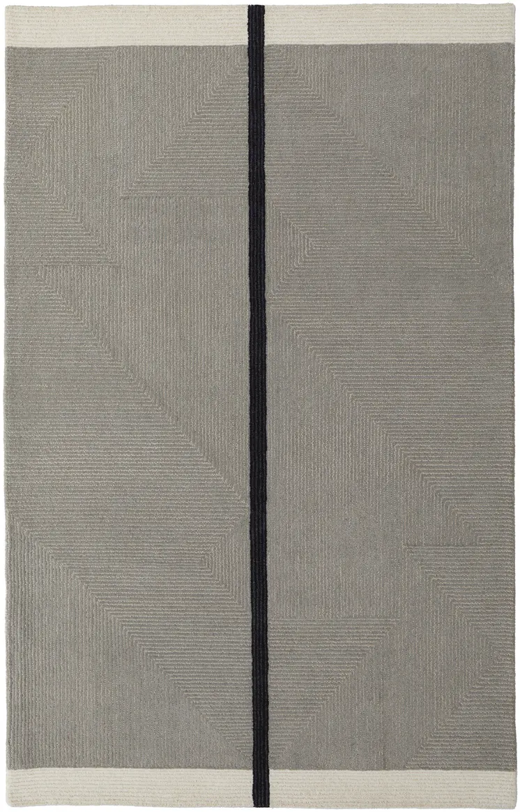 9' X 12' Black and Gray Wool Abstract Geometric Hand Tufted Area Rug