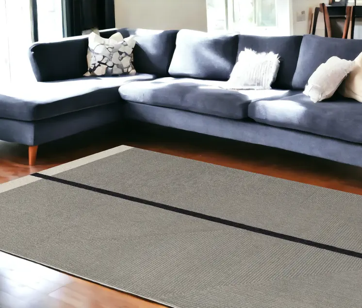 10' X 14' Brown and Black Abstract Geometric Hand Tufted Area Rug