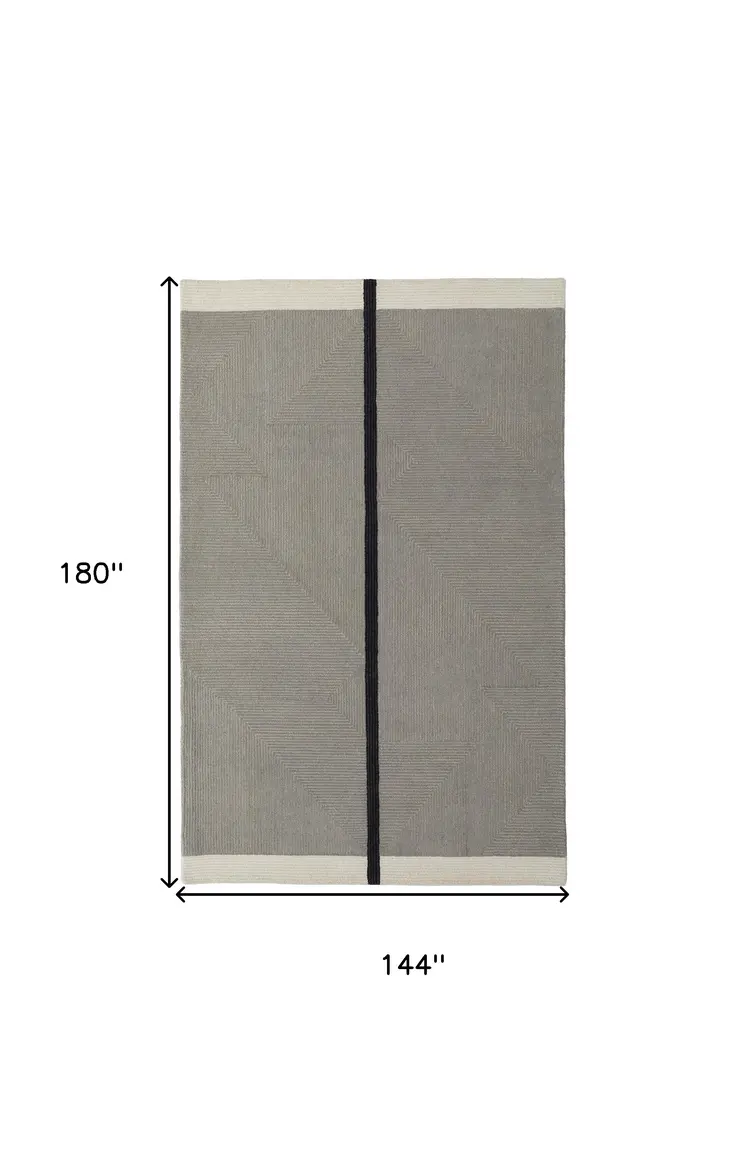 12' X 15' Black and Gray Wool Abstract Geometric Hand Tufted Area Rug