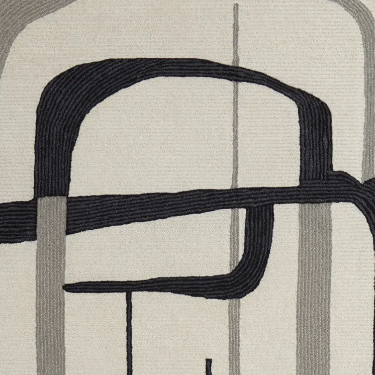 5' X 8' Gray and Ivory Wool Abstract Hand Tufted Area Rug