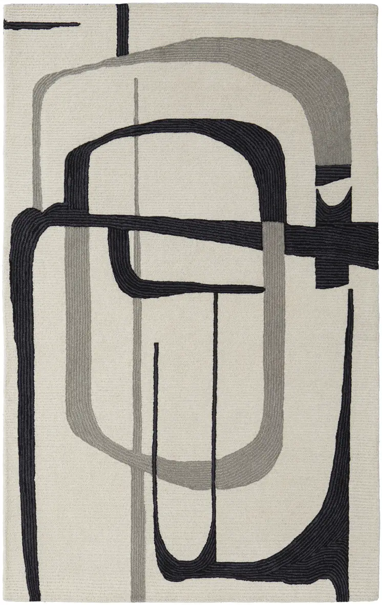 9' X 12' Gray and Ivory Wool Abstract Hand Tufted Area Rug