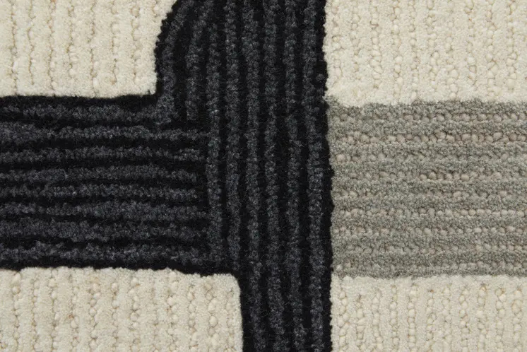 9' X 12' Gray and Ivory Wool Abstract Hand Tufted Area Rug