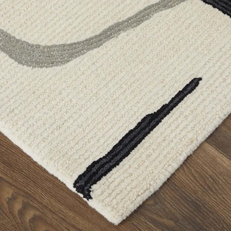 10' X 14' Gray and Ivory Wool Abstract Hand Tufted Area Rug