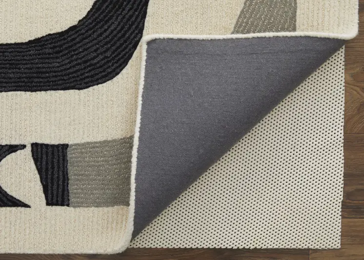 10' X 14' Gray and Ivory Wool Abstract Hand Tufted Area Rug
