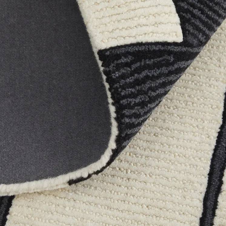 12' X 15' Ivory Gray And Black Wool Abstract Tufted Handmade Area Rug