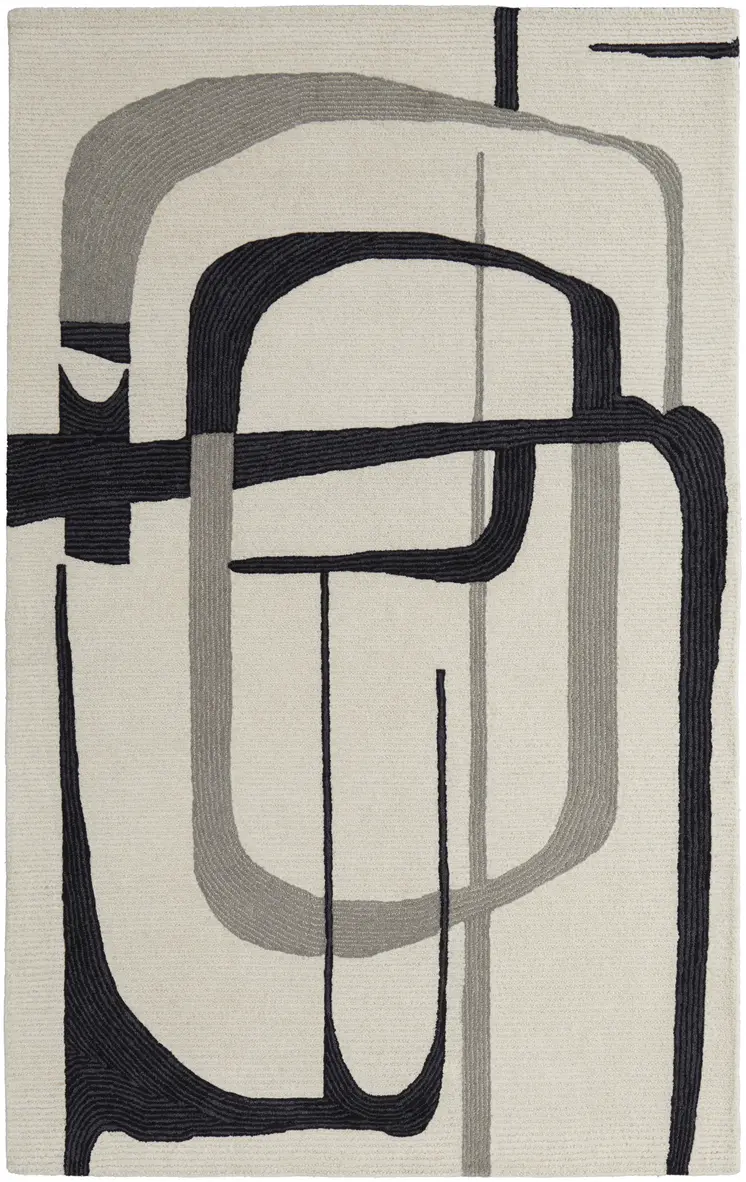 2' X 3' Gray and Ivory Wool Abstract Hand Tufted Area Rug